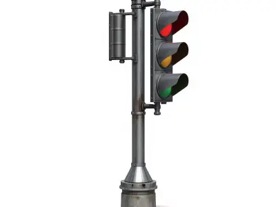 Industrial Traffic Signal System 3D Model Low-poly 3D model