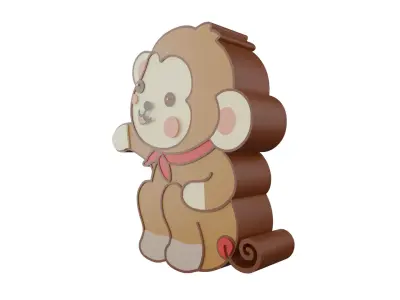 Shadows and Swings The Low Relief the Sitting Monkey Mascot Low-poly 3D model