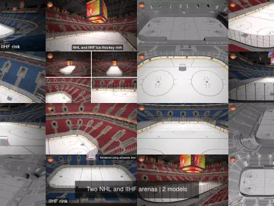 Two NHL and IIHF arenas 3D Model Pack