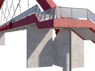 Bridge cable stayed pedestrian bridge  3D model