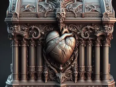 Gothic Heart Chest 3D model