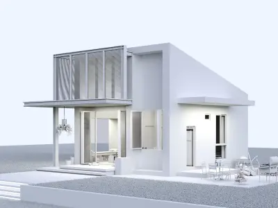 3D model of tropical modern house Low-poly 3D model