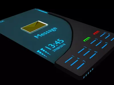 Smartphone futuristic phone with lights Low-poly 3D model