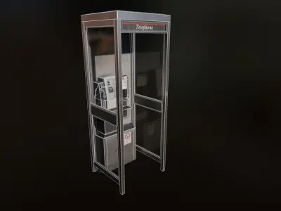 Telephone booth Low-poly 3D model 3
