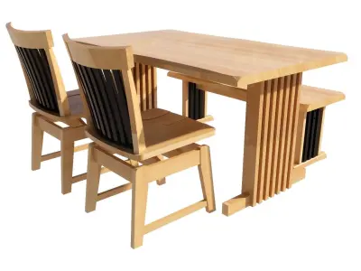Dining set 4 seat 3D model