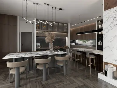 LIVING AND KITCHEN MODERN FILE SKETCHUP 3D model