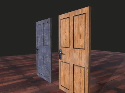 door wood low poly Low-poly 3D model purchase