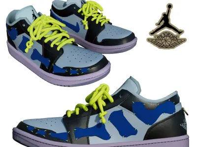 DINO 2 Air Jordan 1 JOJO Low Shoes PBR  Low-poly 3D model