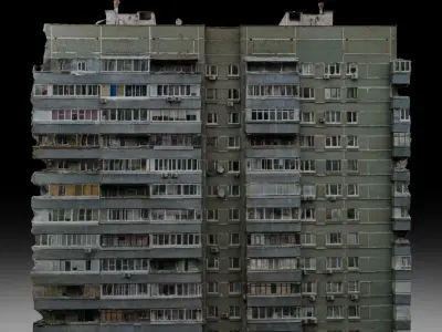 Old Soviet Panel Residential Building 3D model