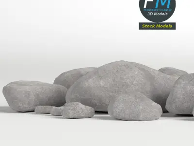 Pebbles and stones set 3D model