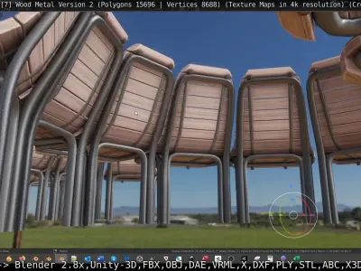  Round Tree Bench - 7 - Wood Metal Version 2 Low-poly 3D model