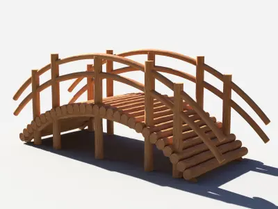 Arch Wooden Footbridge 01 Game Ready Low-poly 3D model