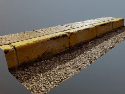 Pavement edge photoscanned 3D model