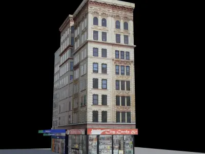 City Block building Low-poly 3D model