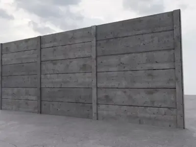 Concrete Wall Low-poly 3D model
