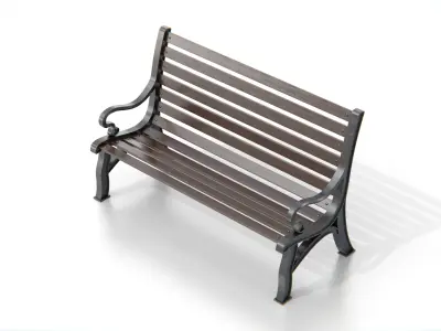 Vintage Park Bench Low-poly 3D model