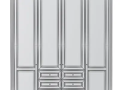 Wardrobe 3d model with doors and drawers Low-poly 3D model