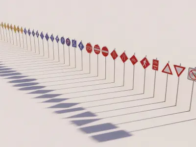 Road Street Traffic Sign Pack 3D model