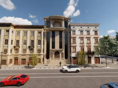 Classic stone facade-Building Classic Facade Element 3D model 6