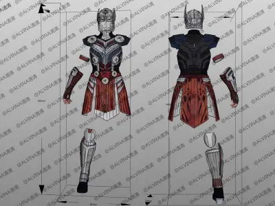 Thor Jane Foster Armor - DIY Cosplay Pepakura Foam Template Low-poly 3D model