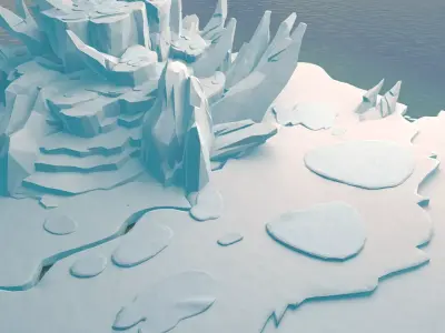 Cartoon Iceberg  Ice Cave sea surface  Snow Mountain 3D model