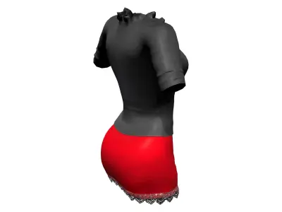 Semi Formal Secretary Outfit Low-poly 3D model