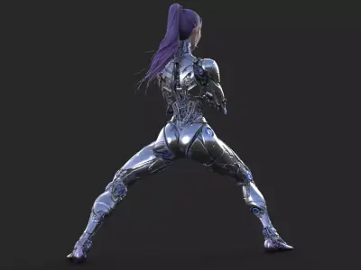 Yoga Cybernetic Girl High Detail 3D model