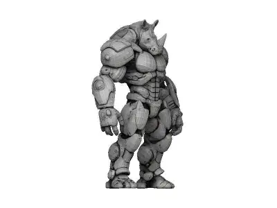 Rhino Cyborg Low-poly 3D model