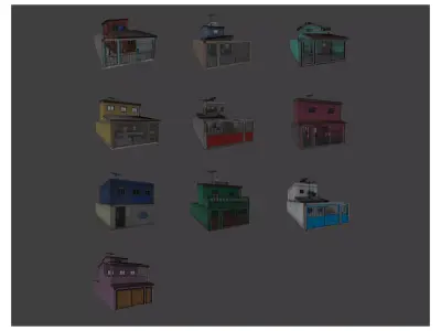 Low Poly Brazilian House Colection - 10x Low-poly 3D model