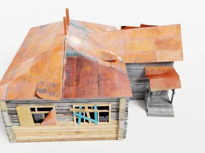 CountryHouseC old damaged as1 Low-poly 3D model