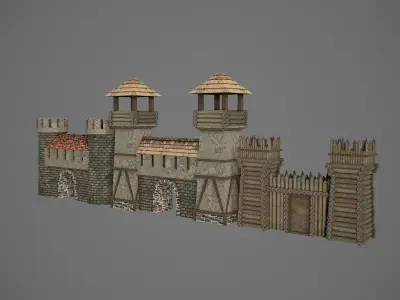 Gates medieval castle Low-poly 3D model