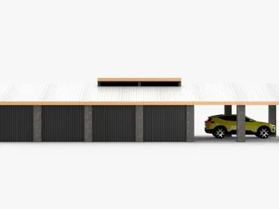 Modern Carport and Storage Unit Low-poly 3D model