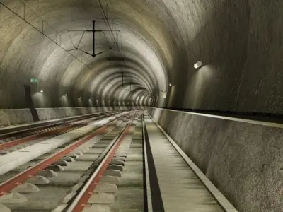 Tileable railway tunnel 3D model