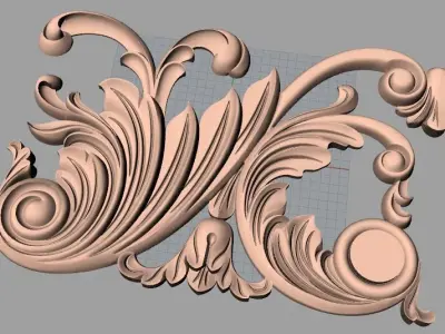 Bed door flower 3D relief STL model for CNC engraving E508 3D model