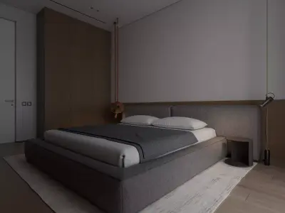 minimalistic bedroom Low-poly 3D model