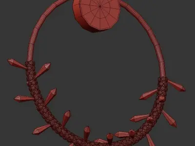 ALIANA gold and crystal hoop pendant 3D model