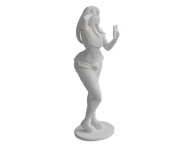 Girl capturing the selfie 3D model 3D print model