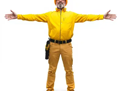Yellow Construction Worker model pack Low-poly 3D model