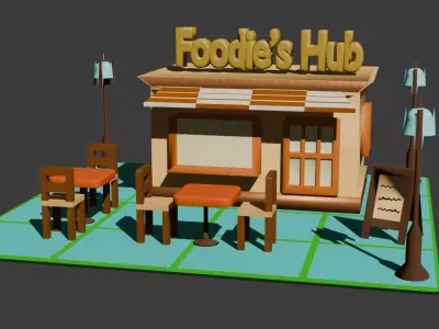 Low Poly Shop 3D Model Low-poly 3D model