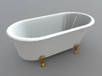 Bathtube bathtub with gold legs Low-poly 3D model