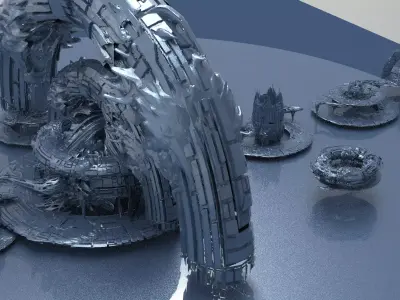 GenmaTemple sci fi Structure collection 1  3D model