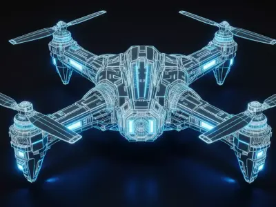 Futuristic Drone 3D Model Sci-Fi UAV  Game-Ready Low Poly  Low-poly 3D model