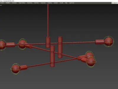 Three Tier Brushed Bronze Metal Ceiling Fixture Low-poly 3D model
