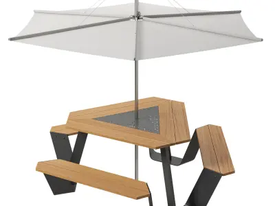 Extremis Anker bench with Inumbrina parasol 3D model