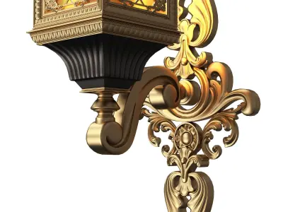 Classic Street Wall  Light 0105 Low-poly 3D model