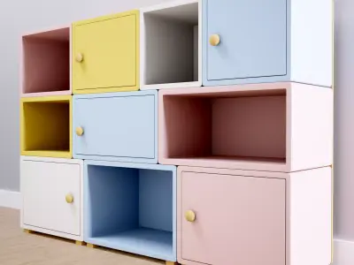 Kids Storage Cabinet 3D Model Low-poly 3D model