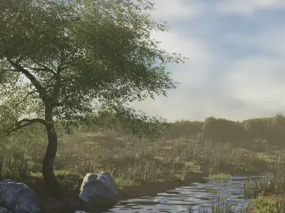 Stylized Nature  Ruin in a Beautiful Landscape  3D model