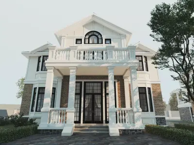 2025 luxury modern stylish villa appearance 3D model Low-poly 3D model