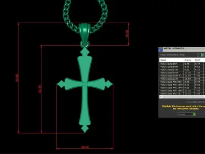 Light Gold 18K Cross Pendant 1CP018 3D print model buy