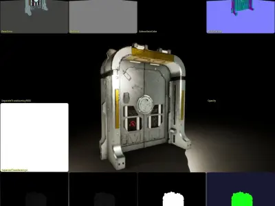 SciFi SpaceShip Door GameReady Low-poly 3D model